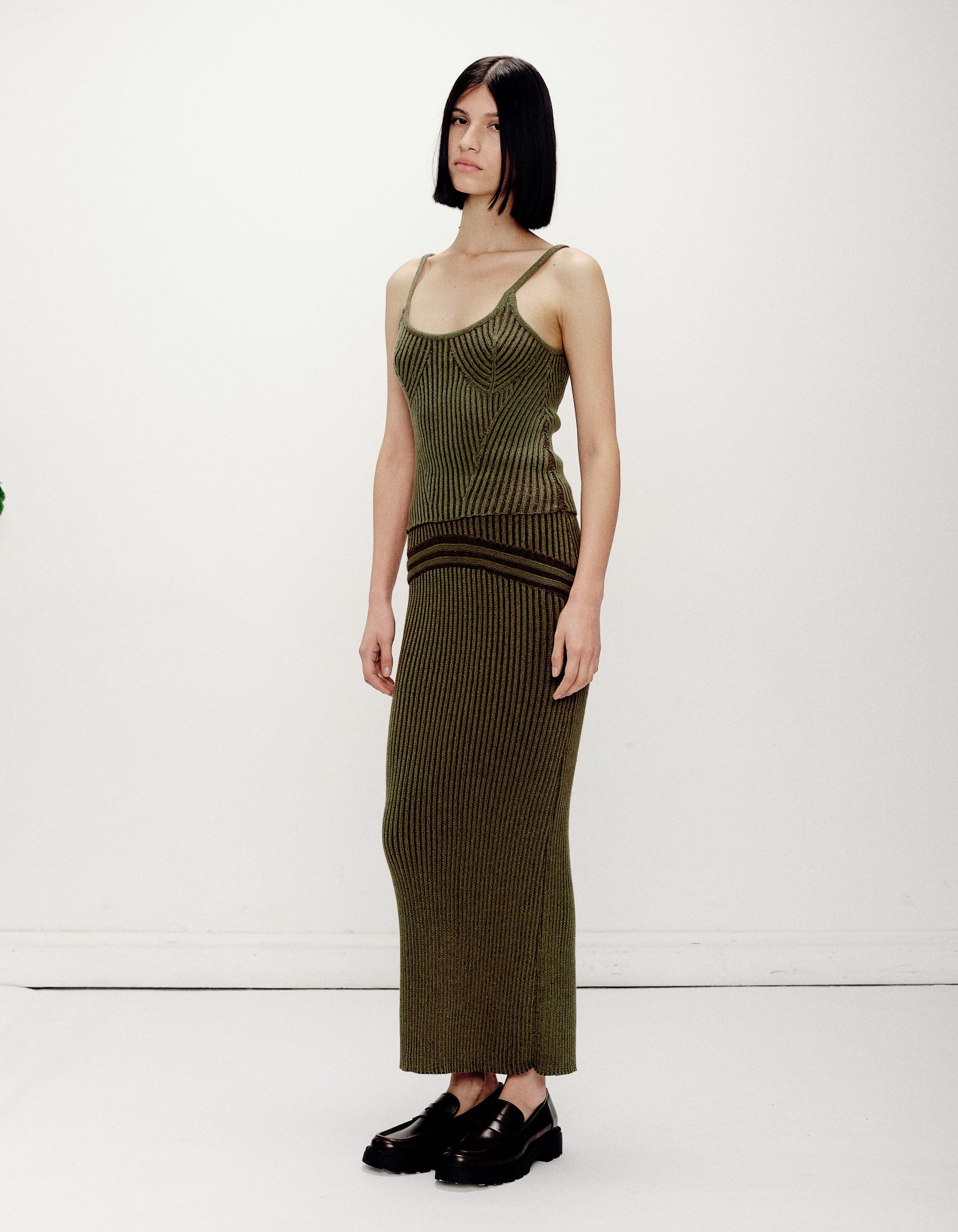 Corriente Skirt Green Brown